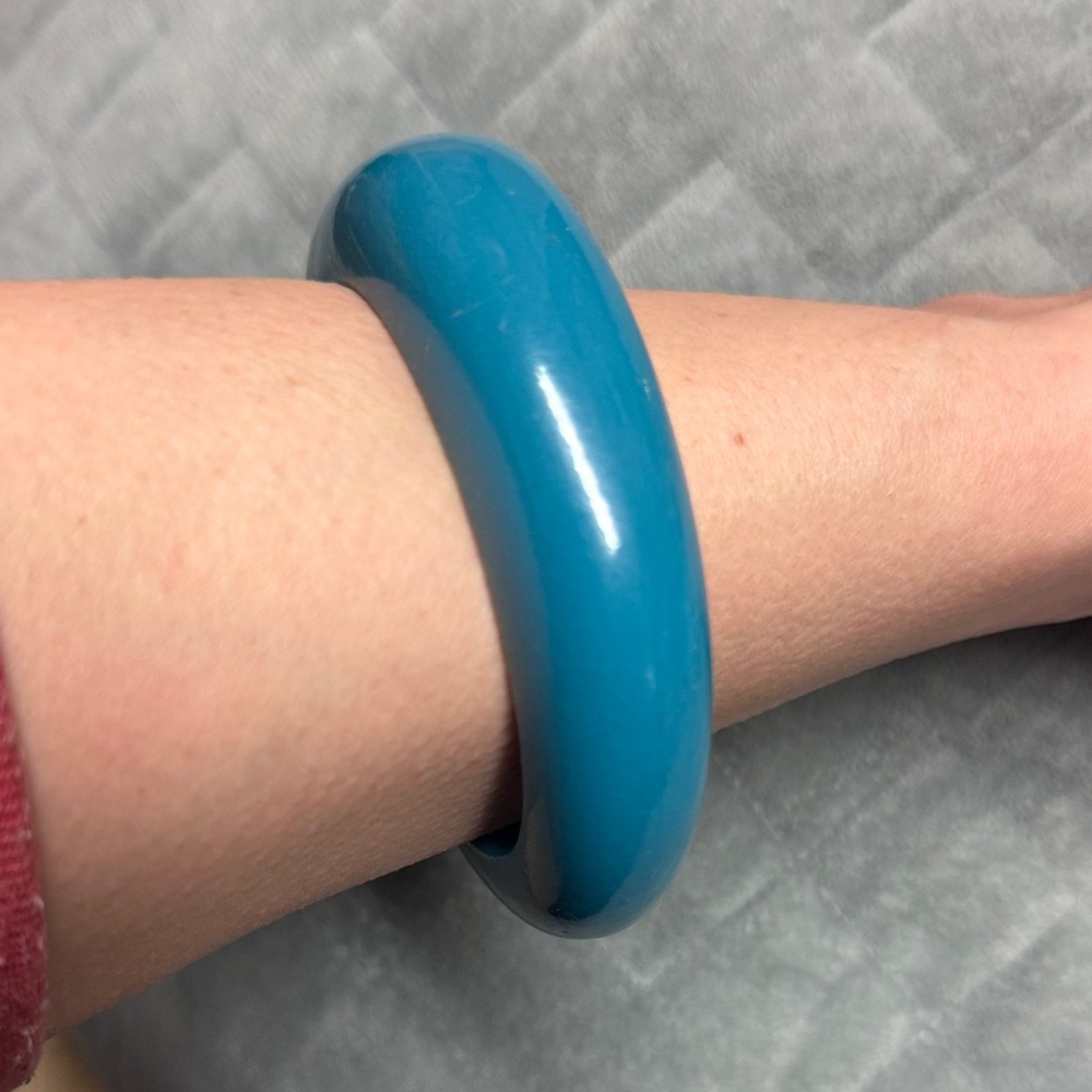 Vintage Plastic Bangle Bracelet, Blue, Chunky, Retro, Boho